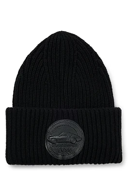 Porsche x BOSS chunky-rib beanie hat with special branding