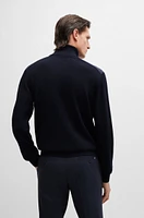 Zip-neck sweater with mixed structures