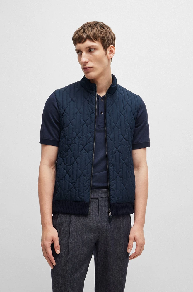 Wool-cotton regular-fit gilet with signature quilting