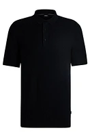 Regular-fit knit polo with mixed structures