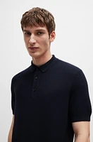 Regular-fit knit polo with mixed structures