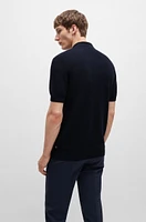 Regular-fit knit polo with mixed structures