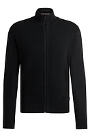 Zip-up cardigan wool with mixed structures