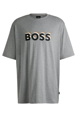 Cotton-jersey T-shirt with layered-effect logo