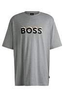 Cotton-jersey T-shirt with layered-effect logo