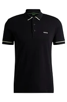 Interlock-cotton slim-fit polo shirt with contrast trims