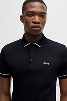 Interlock-cotton slim-fit polo shirt with contrast trims