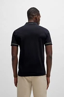 Interlock-cotton slim-fit polo shirt with contrast trims