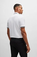 Polo shirt with stripes and logo