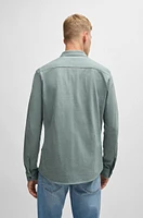 Slim-fit shirt melange cotton piqué