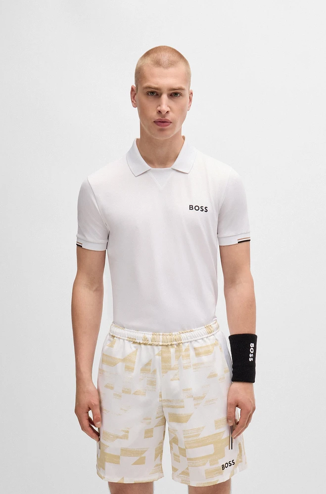 BOSS x Matteo Berrettini V-insert slim-fit polo shirt