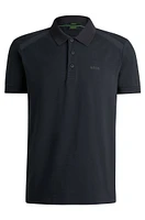 Stretch-cotton polo shirt with striped tape inserts