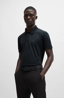 Stretch-cotton polo shirt with striped tape inserts