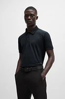 Stretch-cotton polo shirt with striped tape inserts