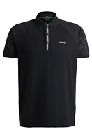 Polo shirt with embossed stripe artwork