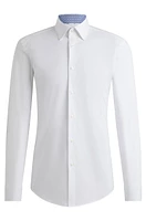 Slim-fit shirt easy-iron stretch-cotton poplin