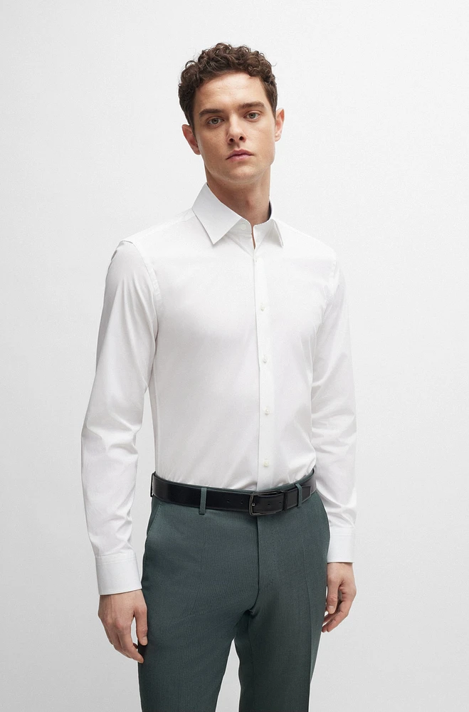 Slim-fit shirt easy-iron stretch-cotton poplin