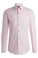 BOSS - Slim-fit shirt easy-iron stretch-cotton twill light pink