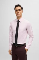 BOSS - Slim-fit shirt easy-iron stretch-cotton twill light pink