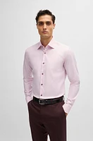 BOSS - Slim-fit shirt easy-iron stretch-cotton twill light pink