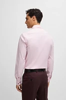 BOSS - Slim-fit shirt easy-iron stretch-cotton twill light pink