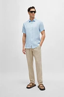 Slim-fit shirt stretch-linen chambray