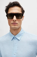 Slim-fit shirt stretch-linen chambray