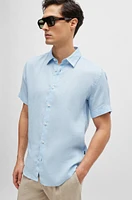 Slim-fit shirt stretch-linen chambray