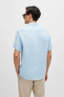 Slim-fit shirt stretch-linen chambray