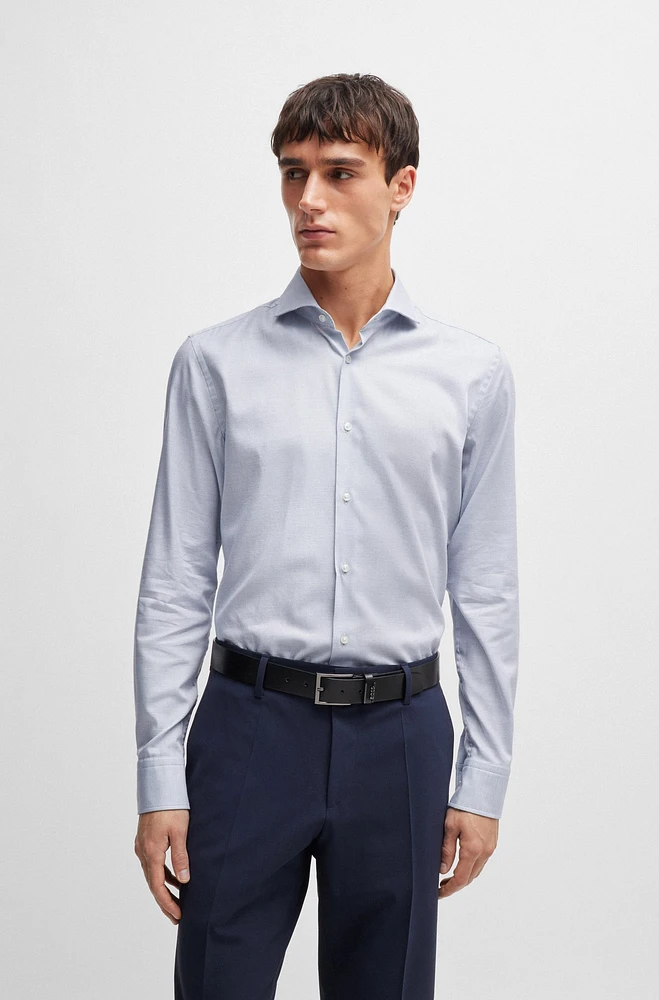 Camisa slim fit de algodón con estructura