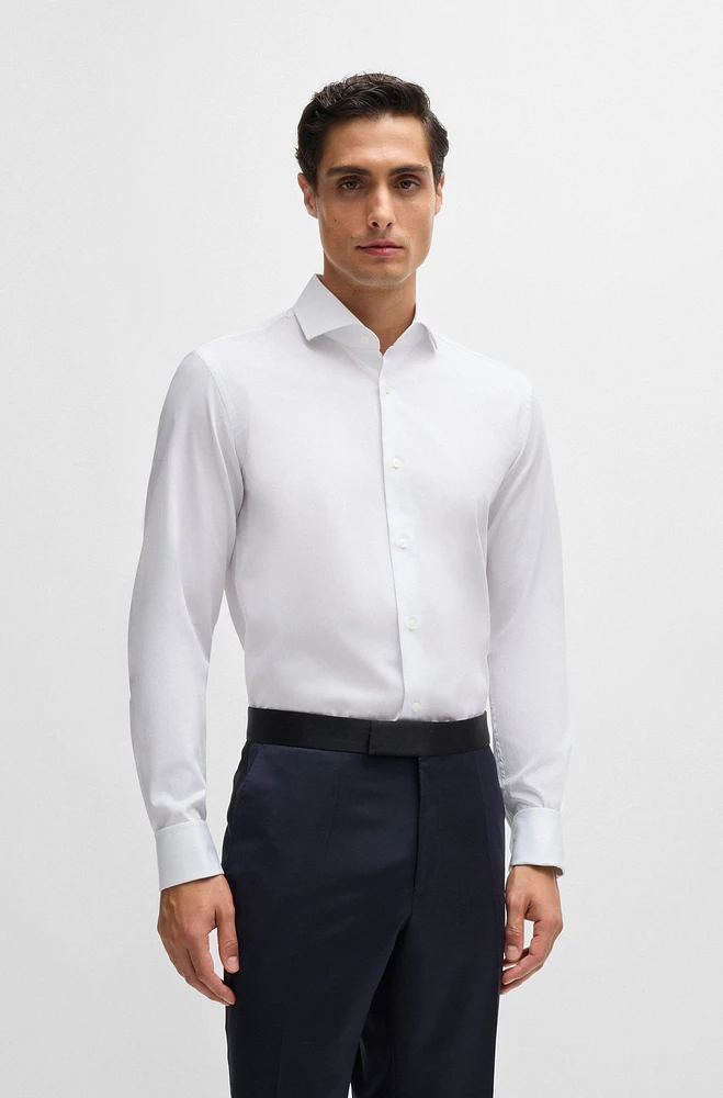 Slim-fit shirt easy-iron stretch-cotton dobby