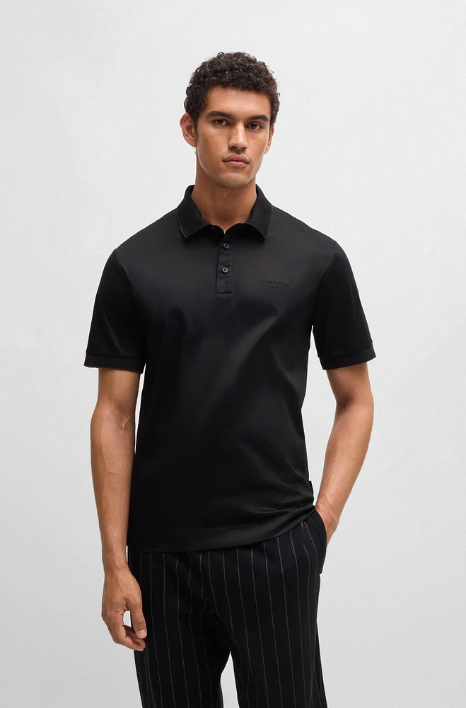 Porsche x BOSS mercerized-cotton polo shirt with logo detail