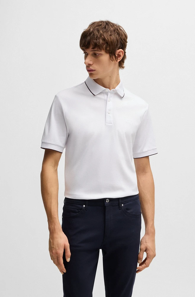 Porsche x BOSS mercerized-cotton polo shirt with logo detail