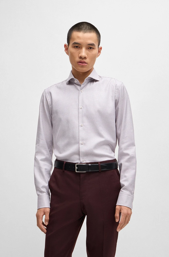 Regular-fit shirt structured cotton twill