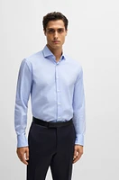 Regular-fit shirt structured cotton with double cuffs