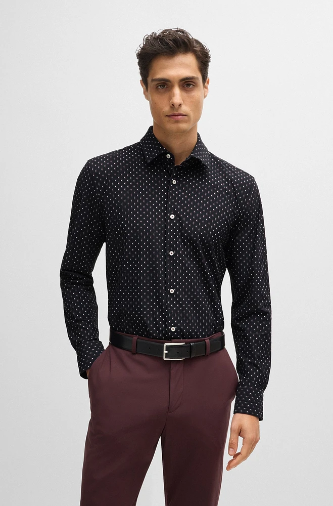 Slim-fit shirt printed performance-stretch material