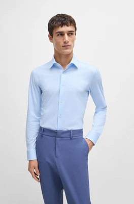 Slim-fit shirt structured performance-stretch material