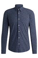 Slim-fit shirt printed performance-stretch fabric