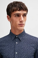 Slim-fit shirt printed performance-stretch fabric