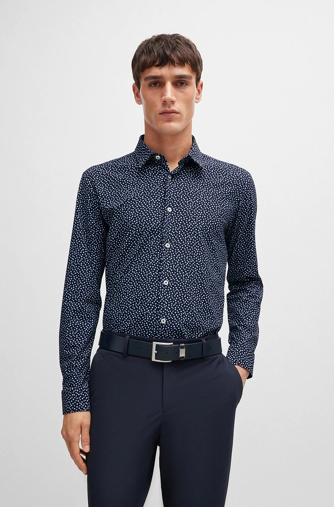 Slim-fit shirt printed performance-stretch fabric