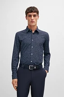 Slim-fit shirt printed performance-stretch fabric