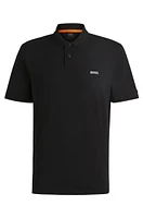 Interlock-cotton polo shirt with logo print