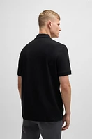 Interlock-cotton polo shirt with logo print