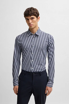 Slim-fit shirt printed performance-stretch jersey