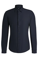 Slim-fit shirt herringbone performance-stretch material