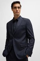 Slim-fit shirt herringbone performance-stretch material