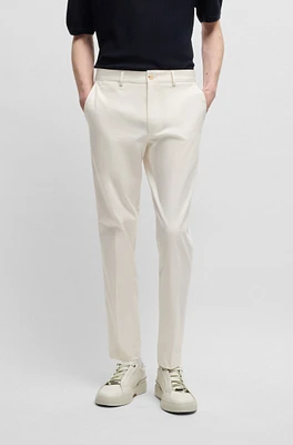 Slim-fit trousers stretch cotton with silk