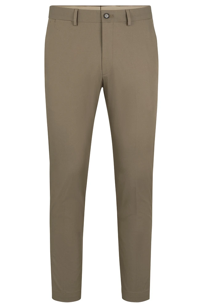 Slim-fit trousers stretch cotton with silk