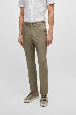 Slim-fit trousers stretch cotton with silk