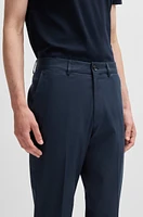 Slim-fit trousers stretch cotton with silk